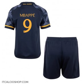 Real Madrid Kylian Mbappe #9 Seconda Maglia Bambino 2023-24 Manica Corta (+ Pantaloni corti)